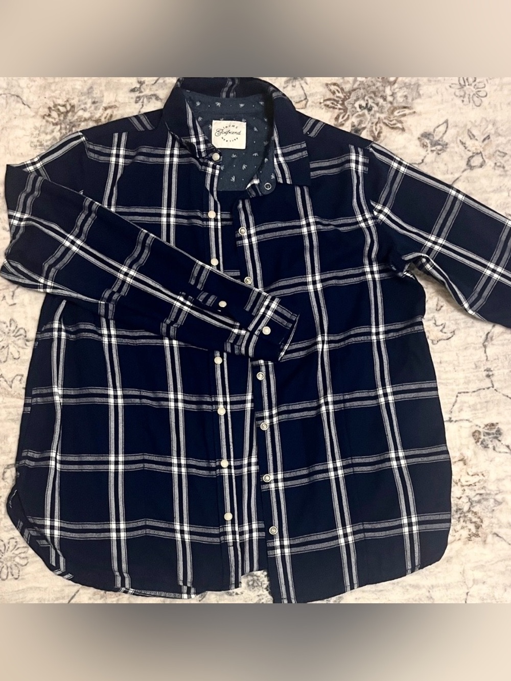 Jachs girlfriend NY Blue and White Plaid Shirt